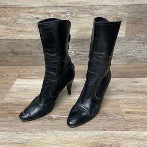 Cole Haan Black Mid Calf Zipper boots sz 7